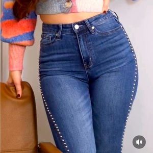 High rise studded southern belle flare jeans size 1 fashion nova
